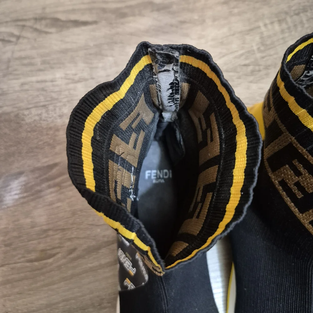 Fendi  Black, Yellow, and Brown Sock Boots - Picture 11 of 12